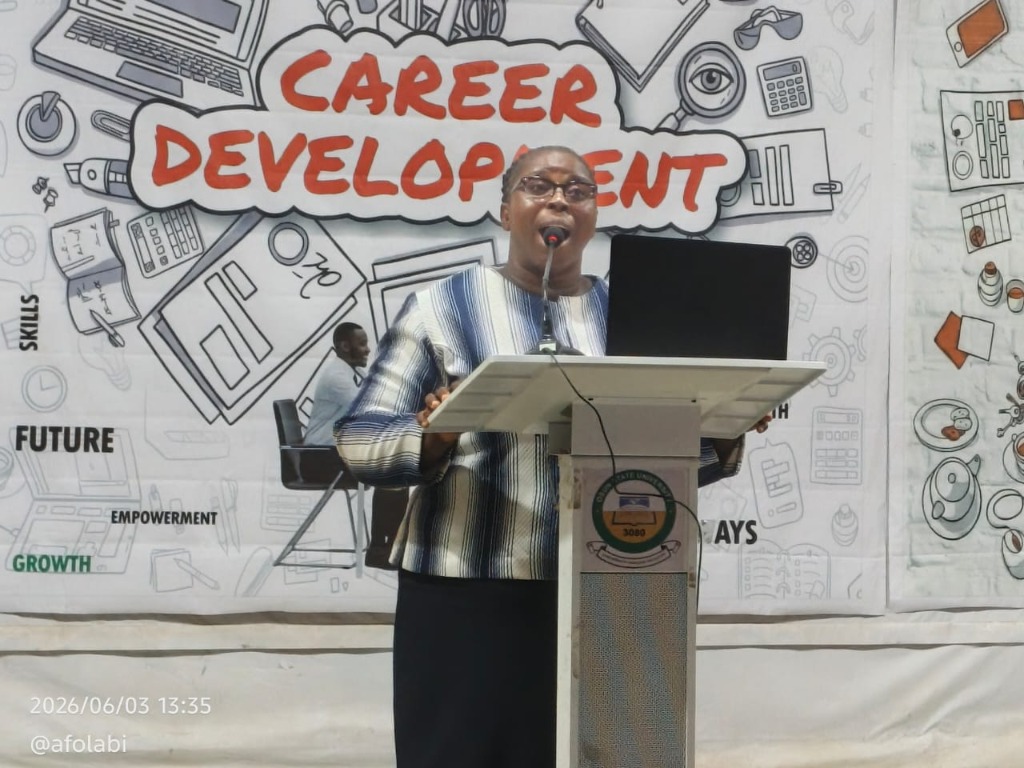 Dr. Sowunmi presenting on Career Development at Osun State University
